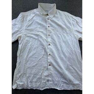 Quiksilver Edition Shirt Mens XL Ivory Palm Trees Button Up Comfort Fit‎ Casual